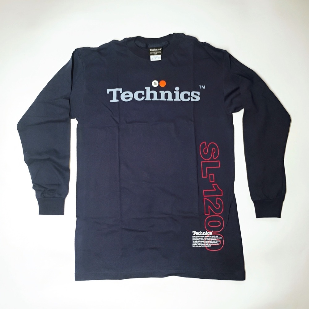 Technics Men's Blue SL 1200 T-Shirt Sz M Long Sleeve Vintage 1990's Music DJ